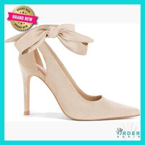 Pointed Toe Stiletto Pumps Elegant Bow Tie Ankle Strap Heels Wedding Formal